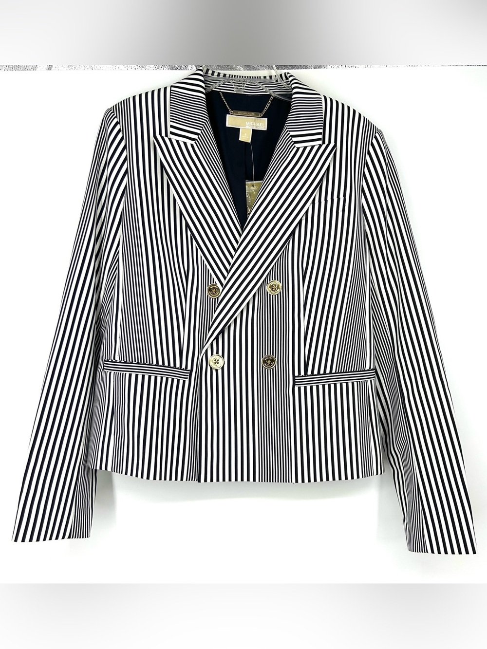 Michael Kors Striped Blazer White Navy